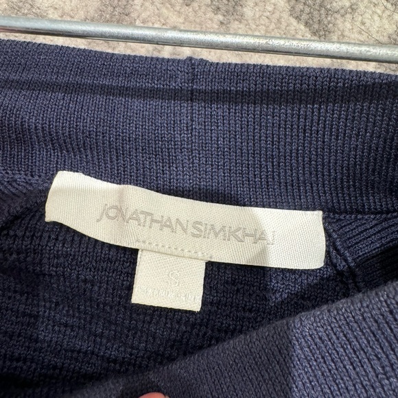 Jonathan simkhai Textured navy blue high-low midi skirt - Picture 2 of 2